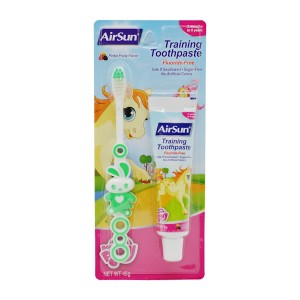 Зубна паста дитяча AIRSUN  45г + щітка Рожева Фрукти